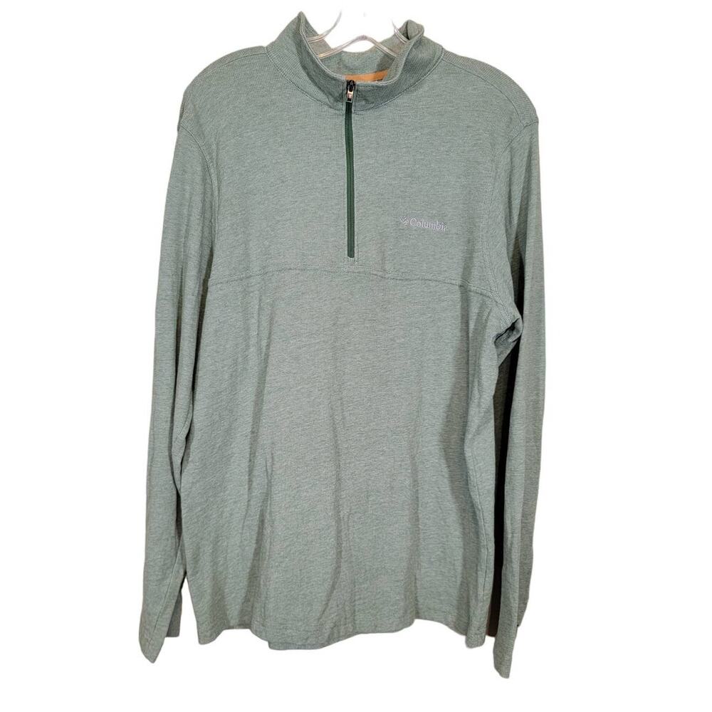 Columbia Men's Sportswear 1/4 Zip Sweater Mock Neck Pullover Green Size Medium